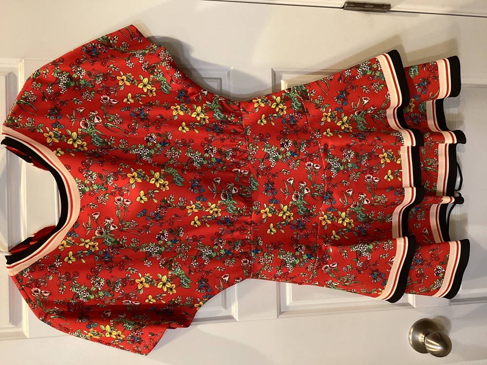 Alice and Olivia red floral dress